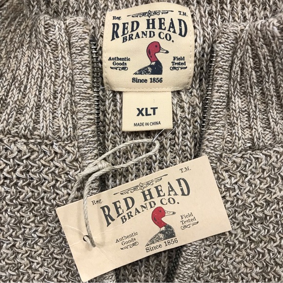 Red Head 1/4 Zip Pullover Knit Sweater XLT XL Tall New Tan - Picture 5 of 9